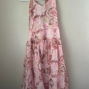 Vintage Alyn Paige New York Pink Halter Midi Dress Boho Wedding Guest Size 9/10